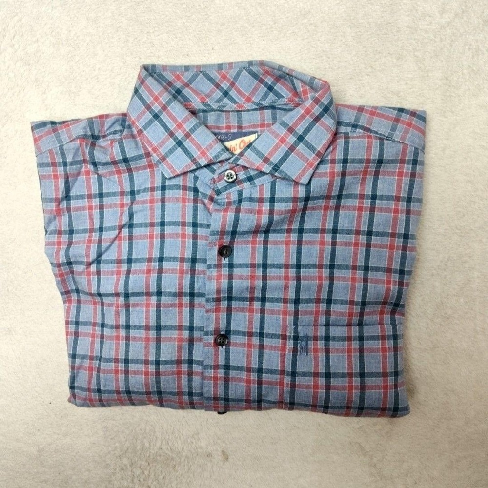 Johnnie-O Shirt‎ Mens M Gulf Blue Plaid Button-Up Cotton Hangin' Out Casual Work